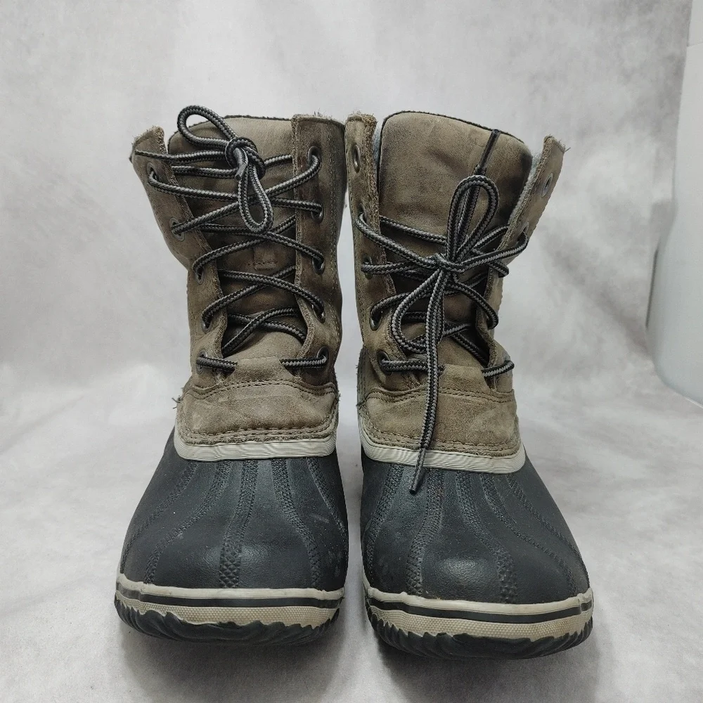 Sorel Womens Slimpack Lace II Snow Boots Quarry Gray‎ Black Waterproof Size 10.5